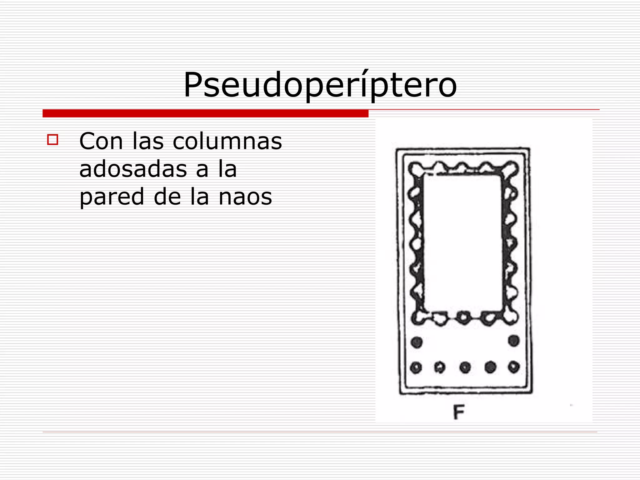 Pseudoperíptero Con las columnas adosadas a la pared de la naos 