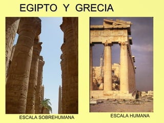 EGIPTO  Y  GRECIA ESCALA HUMANA ESCALA SOBREHUMANA 