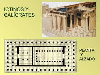 PLANTA  Y  ALZADO ICTINOS Y CALÍCRATES 