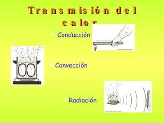 Transmisión del calor . Conducción Convección Radiación 