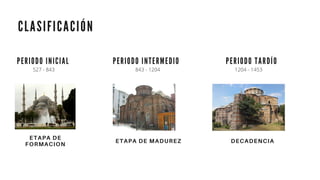 C L A S I F I C A C I Ó N
P E R I O D O I N I C I A L
ETAPA DE
FORMACION
ETAPA DE MADUREZ DECADENCIA
P E R I O D O I N T E R M E D I O P E R I O D O T A R D Í O
527 - 843 843 - 1204 1204 - 1453
 