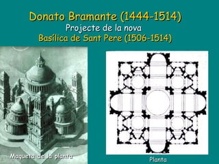 Donato Bramante (1444-1514) Projecte de la nova  Basílica de Sant Pere (1506-1514) Planta Maqueta de la planta 