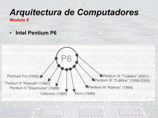 Arquitectura de Computadores
Modulo II
• Intel Pentium P6
 