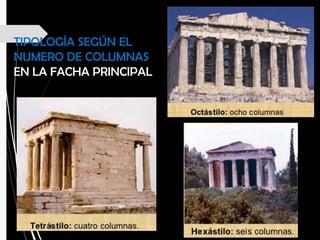 TIPOLOGÍA SEGÚN EL
NUMERO DE COLUMNAS
EN LA FACHA PRINCIPAL
 