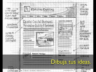 Dibuja tus ideas.
 http://www.ﬂickr.com/photos/rohdesign/3307873748/
 