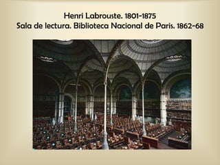 Henri Labrouste. 1801-1875
Sala de lectura. Biblioteca Nacional de Paris. 1862-68
 