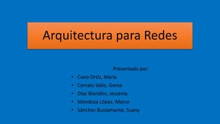 Arquitectura para Redes
Presentado por:
• Cano Ortíz, María
• Cerrato Valle, Gema
• Díaz Blandón, Jessenia
• Mendoza López, Marco
• Sánchez Bustamante, Suany
 
