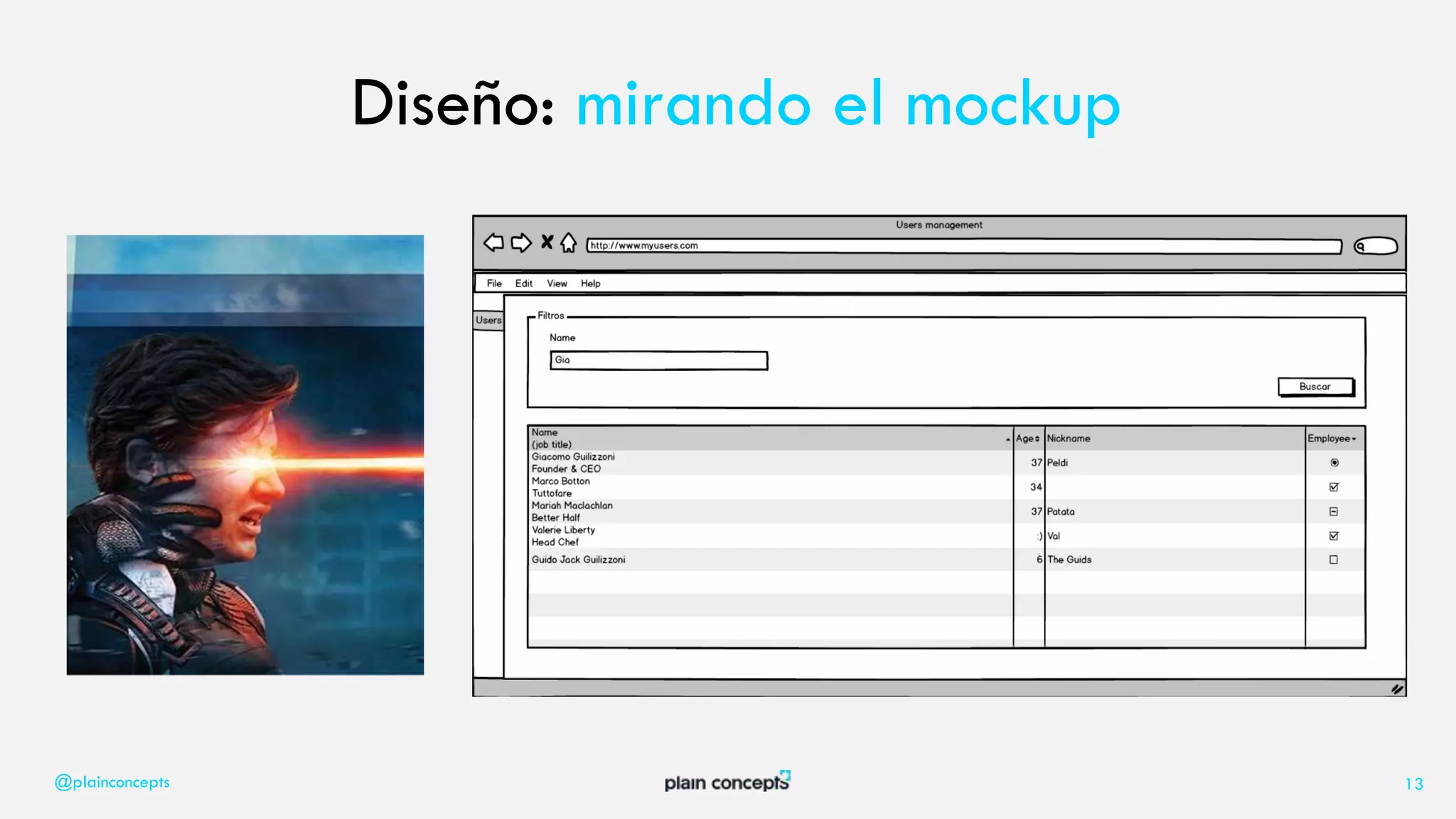 @plainconcepts 13
Diseño: mirando el mockup
 
