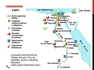 URBANISMO




  CIUDADES IMPORTANTES:
  TEBAS, KAHUN, TELL EL-
  AMARBA, DEIR EL-MEDINA,
  MEDINET
  HABU,GIZEH,SAKKARA,EDFÚ
 