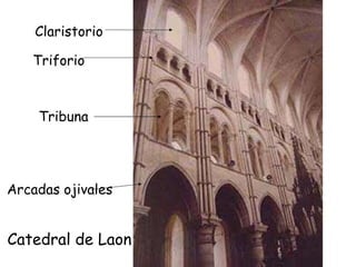 Catedral de Laon Arcadas ojivales Tribuna Triforio Claristorio