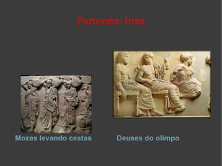 Partenón: friso Mozas levando cestas Deuses do olimpo 