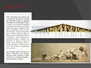 Partenón: frontón oriental. Reconstrución e restos 