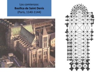 Los comienzos:
Basílica de Saint Denis
  (París, 1140-1144)
 