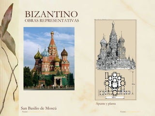 BIZANTINO OBRAS REPRESENTATIVAS San Basilio de Moscú Fuente:  www.artehistoria.com   Apunte y planta Fuente:  www.editorial.ds.es   