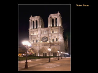 La arquitectura gótica se distingue por el uso combinado de bóvedas con nervios y contrafuertes volados, una técnica que permitió que las ventanas sustituyesen a las paredes y que estas últimas se elevasen hasta los cielos.  El más bello edificio religioso de París, Notre Dame, exhibe la perfección de este estilo. La catedral se construyó en el lugar de una iglesia románica que había sido elevada sobre una basílica carolingia donde antes existía un templo romano. Las obras de Notre Dame empezaron en 1163 y fueron necesarios 200 años y varias generaciones de arquitectos y artesanos para completarla. Antes de que el “loco” lo intentase, ya en 1793 estuvo a punto de ser derribada pero alguien dijo que era mejor consagrarla a la diosa Razón. Notre Dame 