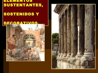 ELEMENTOS
SUSTENTANTES,
SOSTENIDOS Y
DECORATIVOS.
 