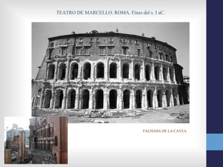 TEATRO DE MARCELLO. ROMA. Fines del s. I aC.




                                   FACHADA DE LA CAVEA.
 