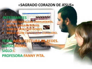 «SAGRADO CORAZON DE JESUS»


INTEGRANTES
   ARTURO TANTALEAN CARHUATANTA.
   KATTYA VERGARA OLANO.
   VANESSA PERLECHE GOMES.
   PAOLA CELENI CHASQUERO CHAQUERO.

TEMA:ARQUITECTURA DE REDES.
CURSO:REDES.
SIGLO:I.
PROFESORA:FANNY PITA.
 