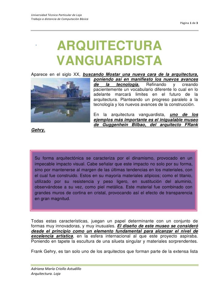 Arquitectura vanguardista Arquitectura vanguardista