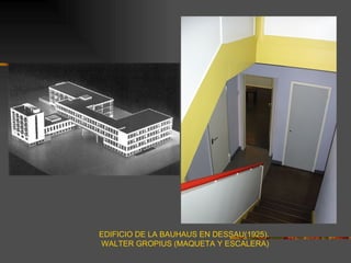 EDIFICIO DE LA BAUHAUS EN DESSAU(1925).
WALTER GROPIUS (MAQUETA Y ESCALERA)
 