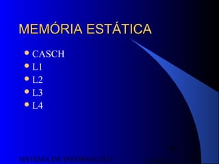 15/07/13SISTEMA DE INFORMAÇÃO
78
MEMÓRIA ESTÁTICAMEMÓRIA ESTÁTICA
CASCH
L1
L2
L3
L4
 