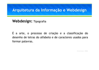 Arquitetura da Informação e Webdesign