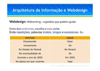 Arquitetura da Informação e Webdesign