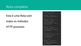 Rota completa
Esta é uma Rota com
todos os métodos
HTTP possíveis
 