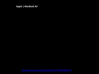 Apple | MacBook Air
http://www.youtube.com/watch?v=PWFKjZ8U-fU
 