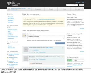 Uma Intranet utilizada por dezenas de empresas e milhares de funcionários não é uma
aplicação trivial.
 