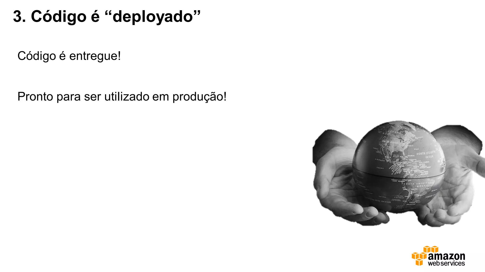 3. Código é “deployado”
Código é entregue!
Pronto para ser utilizado em produção!
 