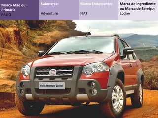 Submarca: Adventure Marca Endossantes FIAT Marca de Ingrediente ou Marca de Serviço: Locker Marca Mãe ou Primária PALIO 