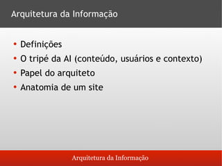 Arquitetura da Informação