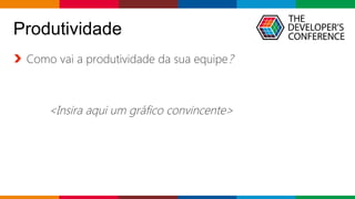 Globalcode – Open4education
Produtividade
Como vai a produtividade da sua equipe?
<Insira aqui um gráfico convincente>
 