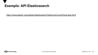 September 27, 2019 46DXC Proprietary and Confidential
Exemplo: API Elasticsearch
https://www.elastic.co/guide/en/elasticsearch/reference/current/rest-apis.html
 