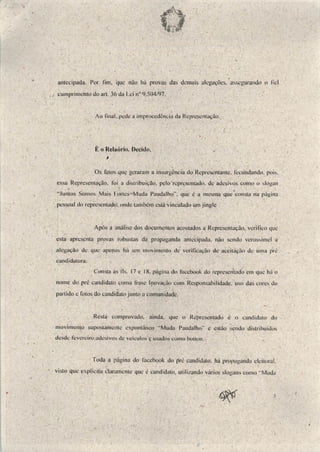 Sentença de propaganda eleitoral antecipada