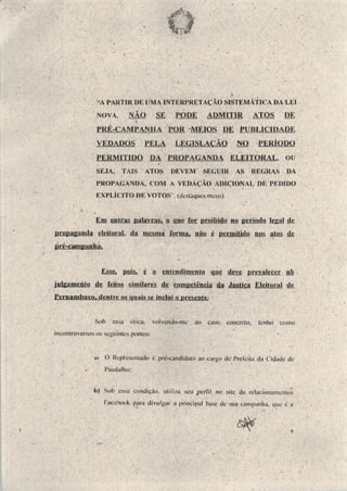 Sentença de propaganda eleitoral antecipada