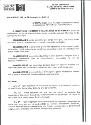 Decreto Prefeitura Sta Cruz do Capibaribe