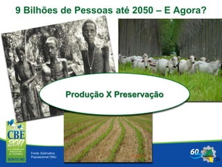 9 Bilhões de Pessoas até 2050 – E Agora?
20
Fonte: Estimativa
Populacional ONU
Produção X Preservação
 