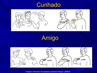 Cunhado

Amigo

Imagens: Dicionário Enciclopédico ilustrado trílingue -LIBRAS

 