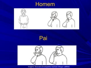 Homem

Pai

Imagens: Dicionário Enciclopédico ilustrado trílingue -LIBRAS

 