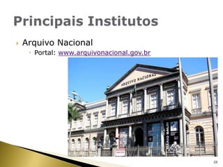 Arquivo NacionalPortal: www.arquivonacional.gov.brPrincipais Institutos25