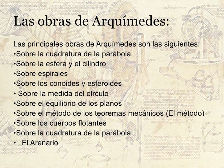 Resultat d'imatges de obras mas importantes de arquimedes