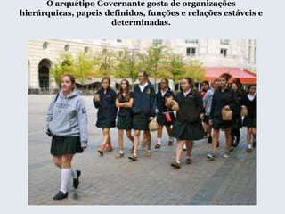 O arquétipo Governante gosta de organizações
hierárquicas, papeis definidos, funções e relações estáveis ​​e
determinadas.
 