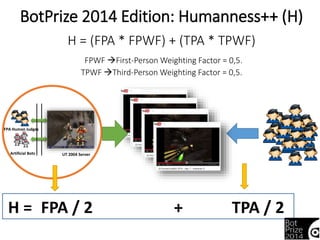 Humanness scores based on SDT 
Signal Detection Theory 
Judge SDT Matrix Vote “Human” Vote “Bot” 
Player is a Human Hit Fa...