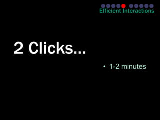 Efficient Interactions




2 Clicks…
             • 1-2 minutes
 
