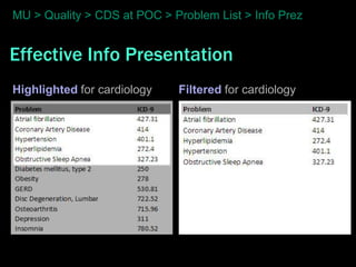 MU > Quality > CDS at POC > Problem List > Info Prez


Effective Info Presentation
Highlighted for cardiology   Filtered for cardiology
 
