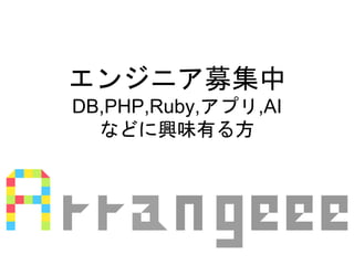 エンジニア募集中
DB,PHP,Ruby,アプリ,AI
などに興味有る方
 