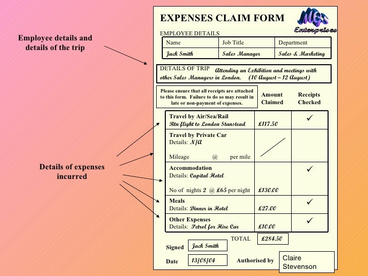 travel expenses claim form