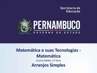 Matemática e suas Tecnologias -
Matemática
Ensino Médio, 2ª Série
Arranjos Simples
 
